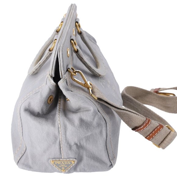 PRADA Canapa Handbag BN2045 Light Gray Denim - Picture 5 of 8